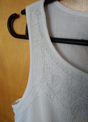 Р 8-10 / 42-44-46 легкое хлопковое платье сарафан длинное с вышивкой и бисером батист mango5 фото