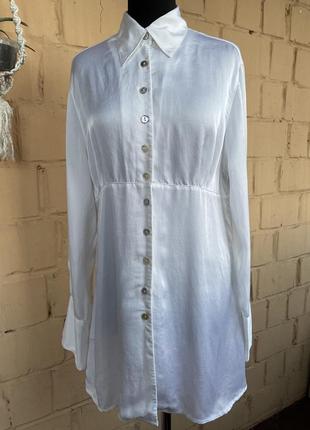 Подовжена біла сорочка, вінтажна сорочка-сукня