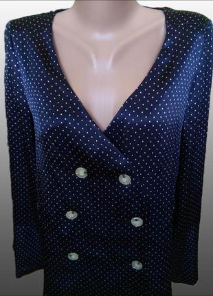 Элегантная классическая женская блуза zara/женский жакет темно синий в горошек/вискоза2 фото