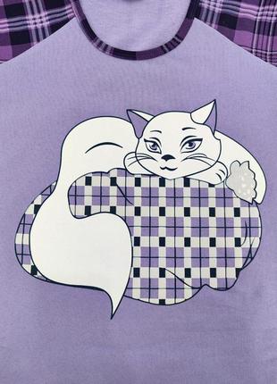 Трикотажная пижама на байке женская с котами6 фото