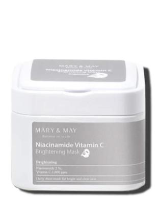 Осветляющие маски с ниацинамидом и витамином c mary&amp;may niacinamide vitamin c brightening mask pack 30 шт.