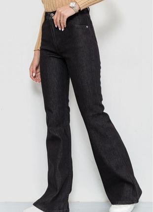 Черные зимние джинсы на флисе. утепленные джинсы клеш.2 фото