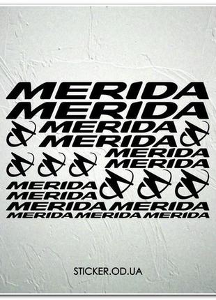 Набор наклеек на велосипед "merida", наклейки на раму.