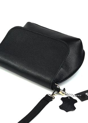 Кожаная женская маленькая сумочка кросс-боди через плечо, наплечная черная сумка из натуральной кожи2 фото