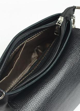 Кожаная женская маленькая сумочка кросс-боди через плечо, наплечная черная сумка из натуральной кожи9 фото