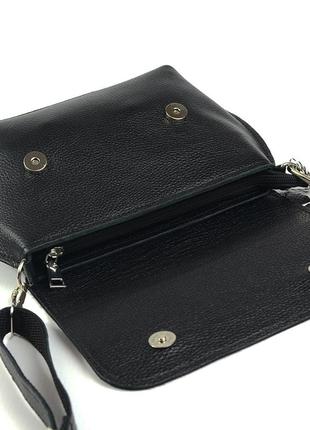 Кожаная женская маленькая сумочка кросс-боди через плечо, наплечная черная сумка из натуральной кожи8 фото