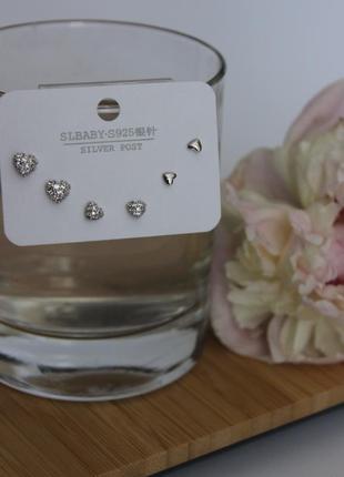 Набор сережек 3 пары в сребре