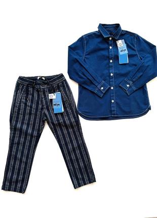 Штани брюки класичні street gang stg265 темно-сині в смужку джогери  24 (98см), 28 (122см)9 фото