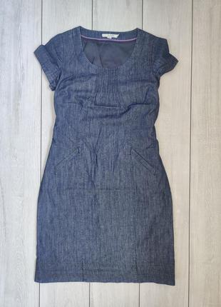 Джинсове щільне трохи приталене плаття з кишенями s-m5 фото