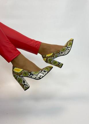 Туфли лодочки из итальянской кожи и замши женские на каблуке8 фото