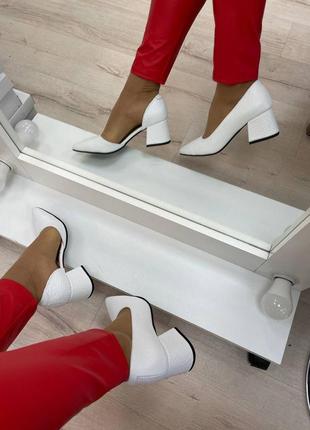 Туфли лодочки из итальянской кожи и замши женские на каблуке6 фото