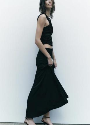 Zara длинная юбка, юбка в бельевом стиле1 фото