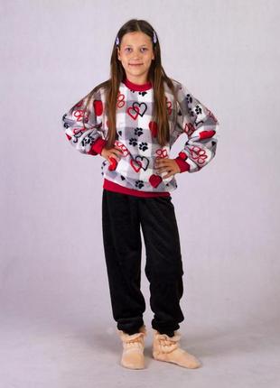 Махровая пижама для девочки детская теплая 36-42 р.