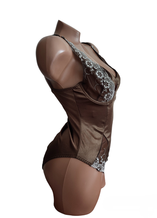 C&a боді атласний бронзовий бодік жіночий атлас коричневий з мережива сексі еротик3 фото