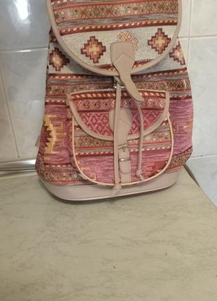 Рюкзак жіночий (турція), ганчірний із підкладкою та шкірозамінками лямками.5 фото