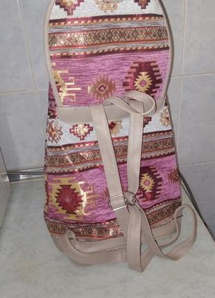 Рюкзак жіночий (турція), ганчірний із підкладкою та шкірозамінками лямками.2 фото