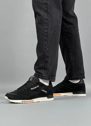 🔥мужские кроссовки reebok classic m black white топ качество 😍8 фото
