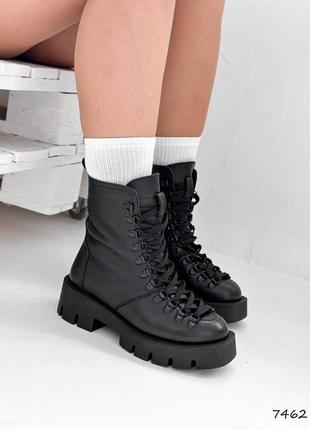 Распродажа натуральные кожаные черные демисезонные ботинки - берцы на байке 37р.2 фото