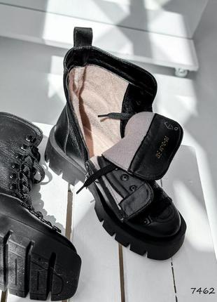 Распродажа натуральные кожаные черные демисезонные ботинки - берцы на байке 37р.10 фото