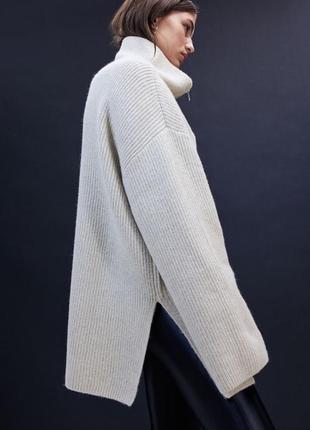Свитер оверсайз з замком ,rib-knit half-zip sweater4 фото