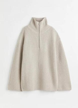 Свитер оверсайз з замком ,rib-knit half-zip sweater2 фото