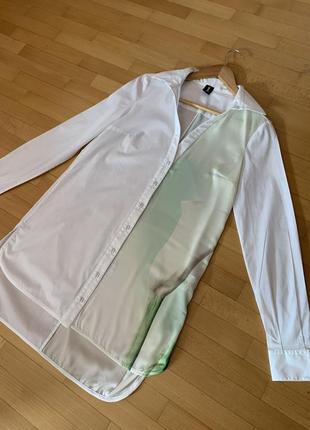 Стильна біла сорочка зі вставкою атласною італія