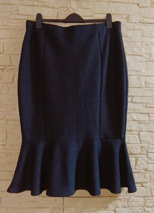 Классическая винтажная элегантная женская юбка миди рыбка большой размер 52-542 фото