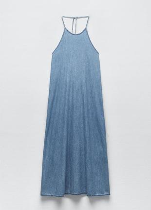 Джинсовое платье средней длины zara4 фото