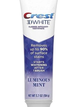 Відбілююча зубна паста crest 3d white luminous mint teeth whitening toothpaste 104 гр.