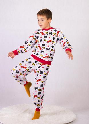 Детская пижама для мальчика подростковая теплая начес бэтмен 36-42р