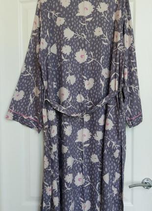 Жіночий халат із запахом у квітковий принт фіолетовий cyberjammies serena6 фото