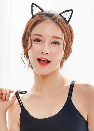 Обруч с кошачьими ушками черный