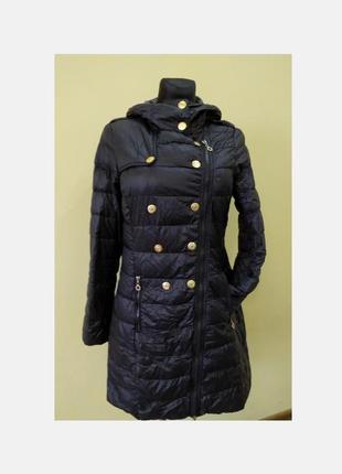 Черная итальянская пухова куртка -пальто