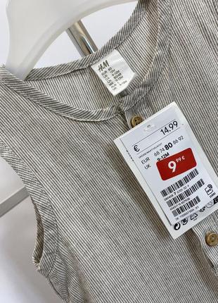 Лен ромпер новый человечек серо-бежевый h&amp;m 9-124 фото