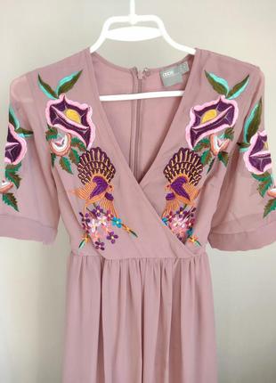 Платье шифоновое, вышитое вышитое платье,вышиванка
