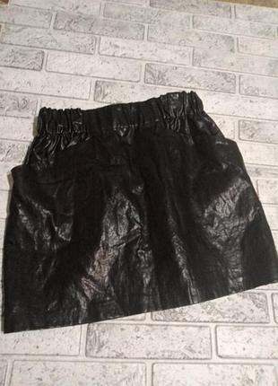 Крапленая кожаная юбка zara