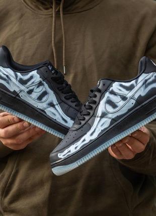 Nike air force 1 low skeleton qs black, кросівки чоловічі найк форс чорні, мужские кроссовки найк аир форс чёрные, кросівки найк форс чоловічі