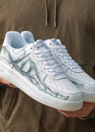 Nike air force 1 low skeleton qs white, кросівки чоловічі найк аір форс білі, кросовки мужские найк форс белые, кросівки найк форс