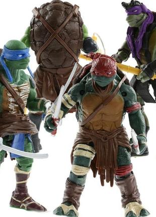 Черепашки ніндзя ninja turtles леонардо, донателло, мікеланджело, рафаель набір фігурок 4 шт ігрові фігурки зі зброєю 13 см