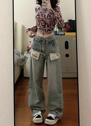 Стильные джинсы широкие