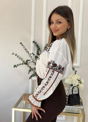 Колоритная блуза вышиванка, украинская вышиванка, рубашка этно с вышивкой2 фото