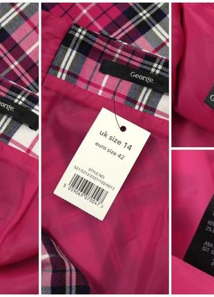 Нова брендова яскраво-рожева спідниця міні "george" у клітинку. розмір uk14/eur42.5 фото