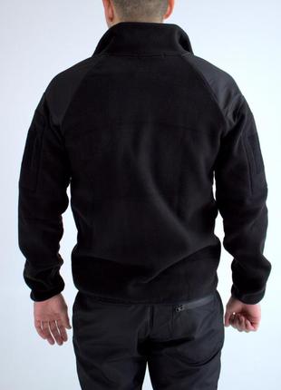 Флісова куртка тактична на застібці чорна4 фото