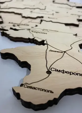 Деревянная карта украины многослойная 3d simpl - натуральное дерево3 фото
