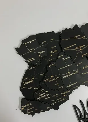 Деревянная карта украины многослойная 3d standart - черный