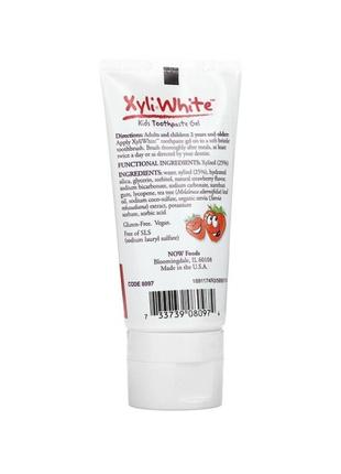 Now foods solutions, xyliwhite, зубная паста-гель для детей, клубничный вкус, 85&nbsp;г (3&nbsp;унции)3 фото