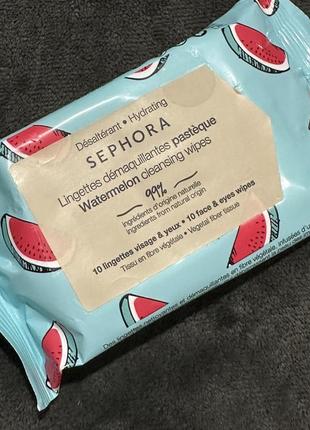 Sephora watermelon cleansing wipes/ серветки для зняття макіяжу/ очищаючі серветки