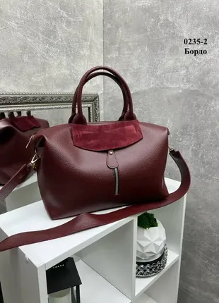 Бордо - без логотипа - стильная и вместительная, большая и объемная сумка на молнии