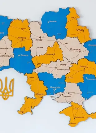 Деревянная карта украины многослойная 3d simpl - патриот1 фото