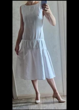 Белое миди платье из льна marc o'polo